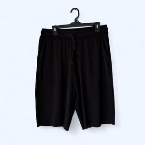 Bershka Mens Black Pleated Drawstring Casual Shorts Size L‎